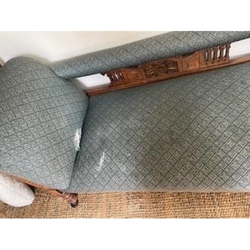 7226 - A Victorian chaise longue with carved detail, length 176cm, height 74 cm (fabric torn). This item is... 