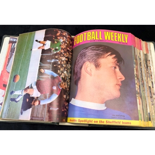 7092 - Jimmy Hill's Football Weekly magazines (approx. 42) in hard cover, dating from October 27, 1967 to 1... 