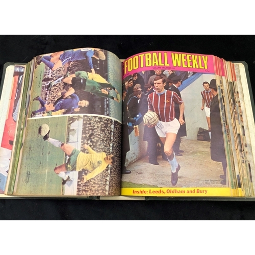 7092 - Jimmy Hill's Football Weekly magazines (approx. 42) in hard cover, dating from October 27, 1967 to 1... 