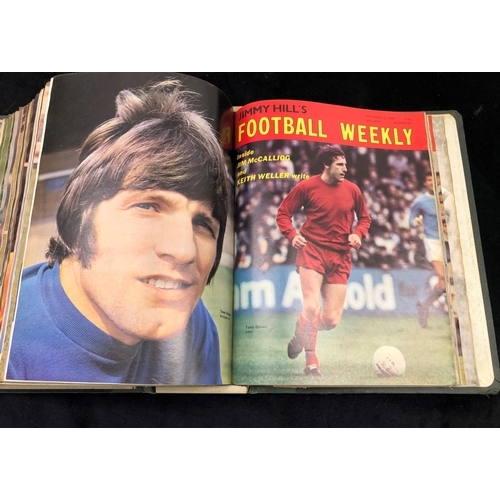 7092 - Jimmy Hill's Football Weekly magazines (approx. 42) in hard cover, dating from October 27, 1967 to 1... 