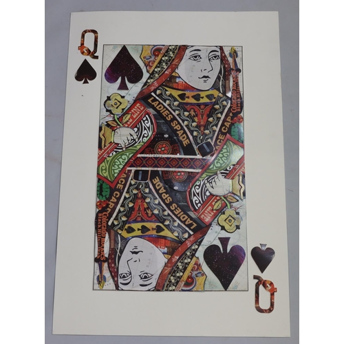 192 - A collage depicting Queen of Spades, mounted but unframed, 86cm x 56cm