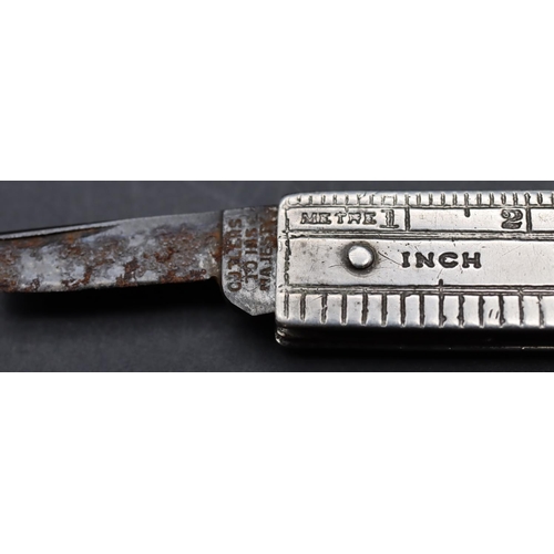 248 - An Edward VII silver fold-out ruler penknife with 2 steel blades (blades a/f) in original leather ca... 