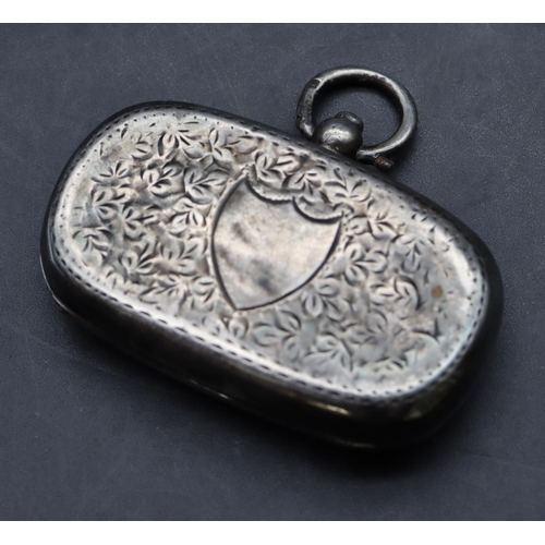 254 - An Edwardian silver double sovereign case with embossed leaf decoration, hinged top (dented), 5cm wi... 