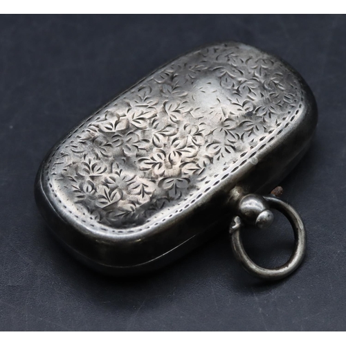 254 - An Edwardian silver double sovereign case with embossed leaf decoration, hinged top (dented), 5cm wi... 