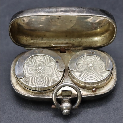 254 - An Edwardian silver double sovereign case with embossed leaf decoration, hinged top (dented), 5cm wi... 