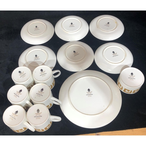 8027 - A Wedgwood Susie Cooper porcelain Keystone pattern part coffee service, Old Gold design, 6 cups (1 c... 