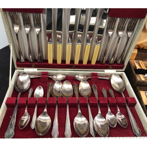 8048 - 2 silver plated boxes and a quantity of other plated boxed flatware etc.