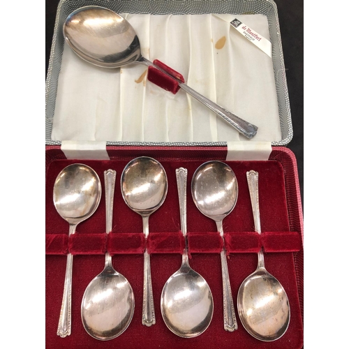 8048 - 2 silver plated boxes and a quantity of other plated boxed flatware etc.