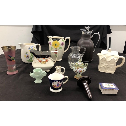 8071 - A quantity of various jugs, 1 novelty teapot, 1 vase etc.