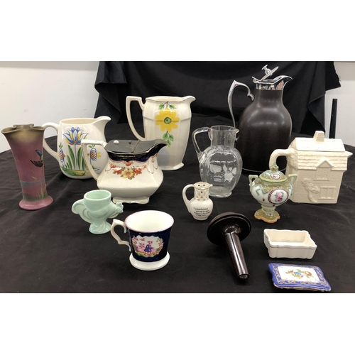 8071 - A quantity of various jugs, 1 novelty teapot, 1 vase etc.