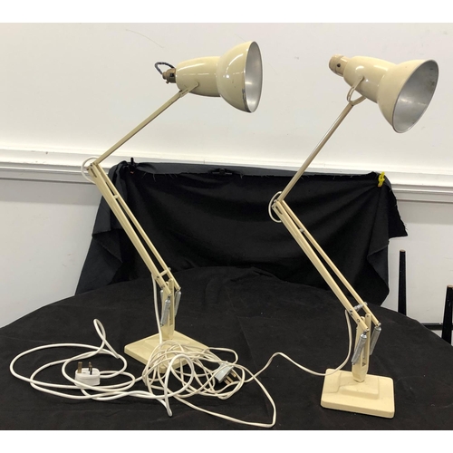 8076 - A pair of vintage cream painted metallic angle poise lamps, 89cm high.