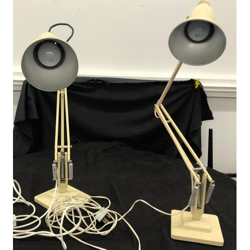 8076 - A pair of vintage cream painted metallic angle poise lamps, 89cm high.