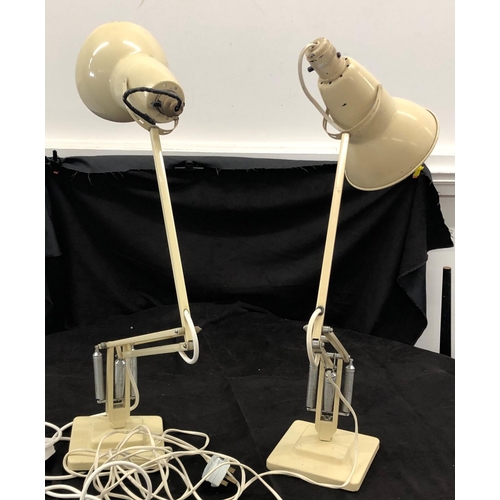 8076 - A pair of vintage cream painted metallic angle poise lamps, 89cm high.