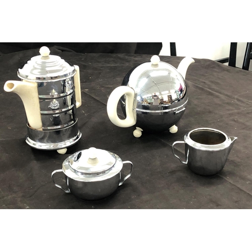 8078 - A vintage  Challenger England Ever-Hot chrome ceramic coffee pot and teapot and a similar Heatmaster... 