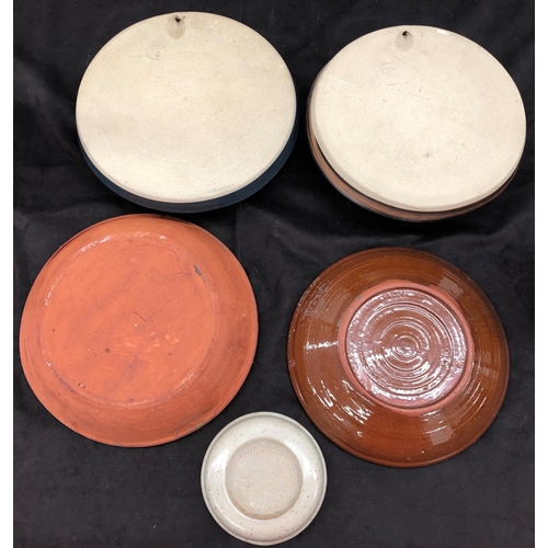 8084 - A pair of The Glen Pottery wall plates, 23cm diameter, 3 hand painted earthenware jugs and various o... 