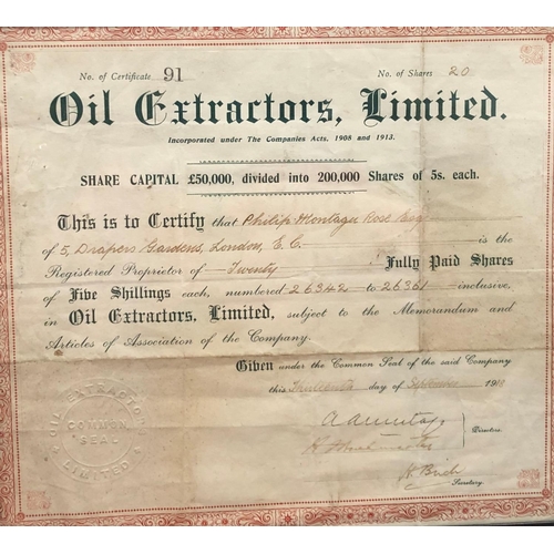 8110 - A South African Diamond Corporation Limited Option Certificate no. 01277 for 100 Ordinary shares, da... 