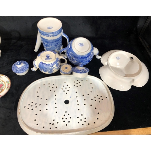 8119 - A quantity of blue and white china including a Spode meat platter (chipped), other Spode, Mason's an... 