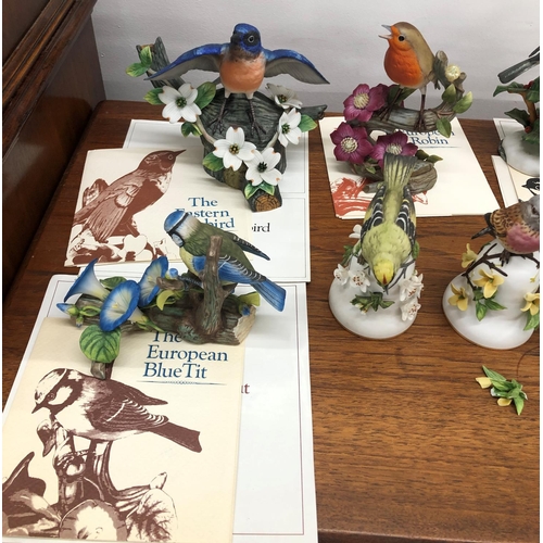 8319 - Franklin Mint  RSPB hand painted bird figures, The Painted Bunting, The European Goldfinch, The Euro... 