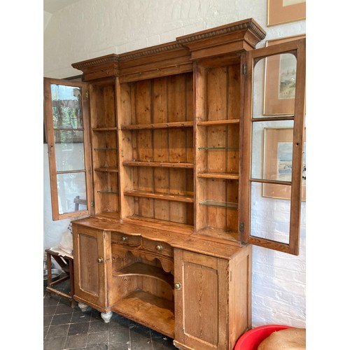 8315 - A Welsh dresser, 144cm wide, 40cm deep, 210cm high (1 glass panel missing), comes in 2 parts. This i... 