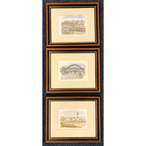 8332 - 3 limited edition watercolours by Geoffrey Lockey (British, 20thC), 