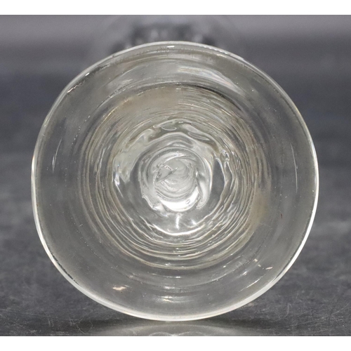 109 - A 19th Century round cordial glass with inner twist stem, sweeping round foot, 16.8cm high