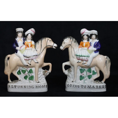 132 - A pair of 19th Century Staffordshire groups 