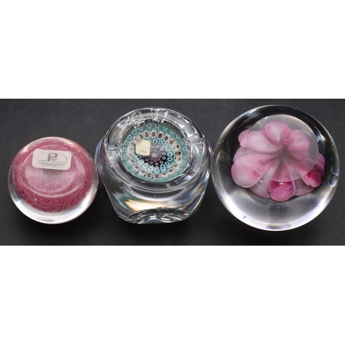 142 - A Whitefriars millefiori paperweight (boxed) and 2 further paperweights (3)