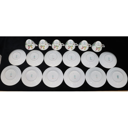 16 - A Crown Staffordshire tea service on white ground with multi-coloured butterfly, floral and garden d... 