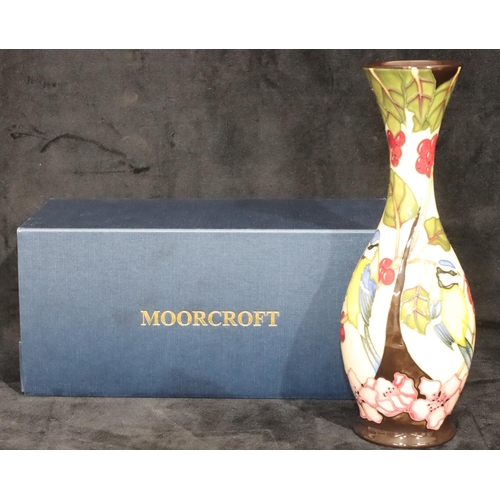 165 - A modern Moorcroft round bulbous thin necked trumpet shaped vase 