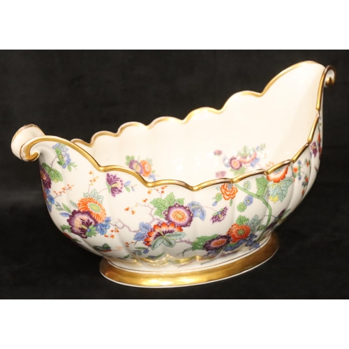 169 - Thomas, Bavaria, oval boat shaped fruit bowl with scallop shaped rim and multi-coloured bird, floral... 