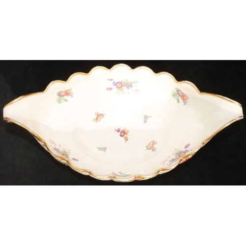 169 - Thomas, Bavaria, oval boat shaped fruit bowl with scallop shaped rim and multi-coloured bird, floral... 