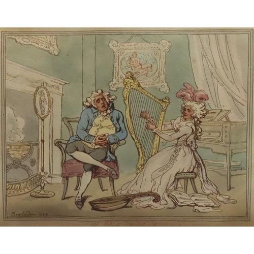 195 - Rowlandson coloured print 19cm x 26cm, 