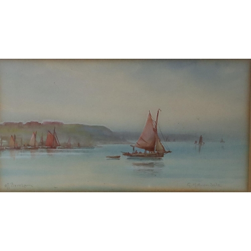 206 - G M Avondale, marine watercolour, 9.5cm x 18cm, 