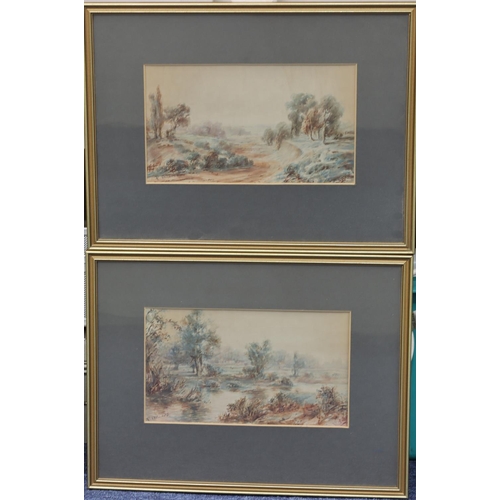 207 - R Willis, pair of watercolours, 13.5cm x 24cm, depicting wooded landscape, both signed, in gilt fram... 