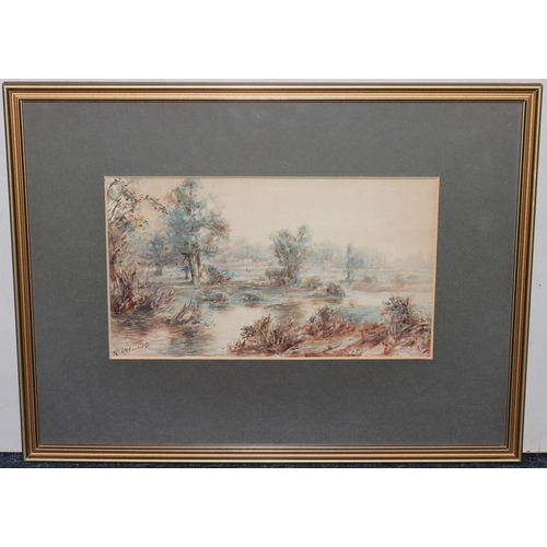 207 - R Willis, pair of watercolours, 13.5cm x 24cm, depicting wooded landscape, both signed, in gilt fram... 