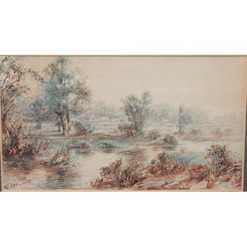 207 - R Willis, pair of watercolours, 13.5cm x 24cm, depicting wooded landscape, both signed, in gilt fram... 