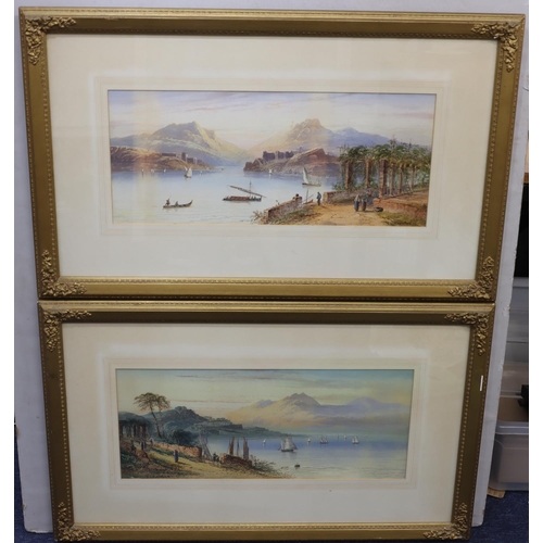 209 - Thomas Charles Leeson Rowbotham (1823-1875), a pair of watercolours, 23cm x 53cm, overall 50cm x 81c... 