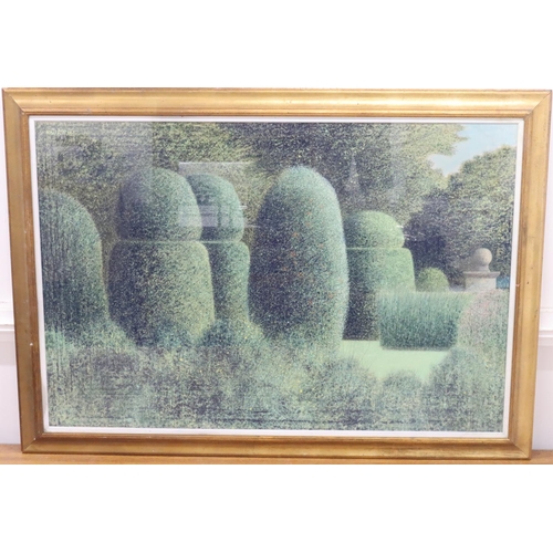 222 - Keith New, pastel, 83cm x 123cm, depicting a garden scene 