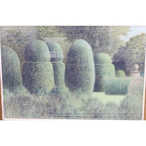 222 - Keith New, pastel, 83cm x 123cm, depicting a garden scene 