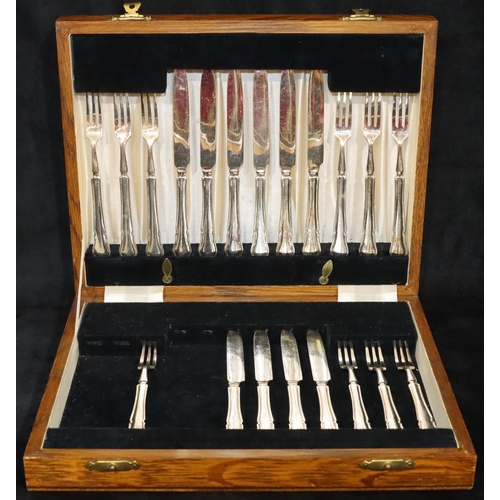 237 - A set of 12 silver plated fish knives and forks in fitted red leather case, a set of 10 silver plate... 