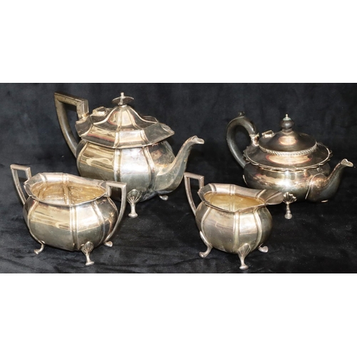 238 - A 3-piece oval bulbous shaped tea service on splayed feet, comprising of teapot, milk jug and 2-hand... 