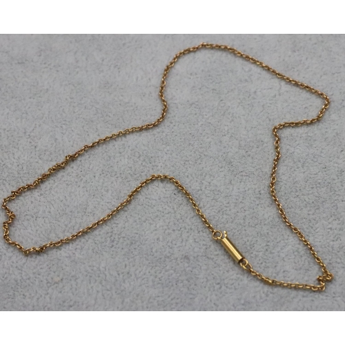 516 - A 15ct gold chain, 40cm long, 3.6 grams