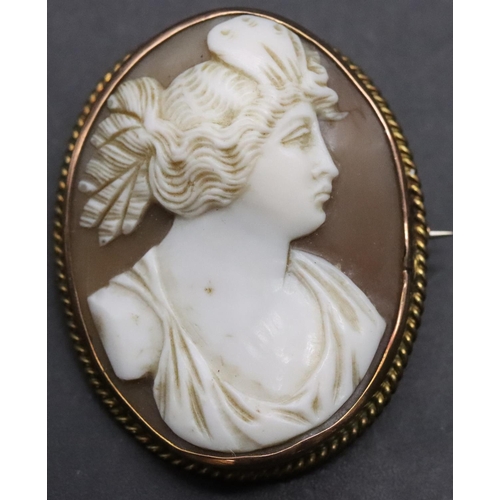 551 - An oval cameo depicting a shoulder length portrait of a lady, 4.2cm high