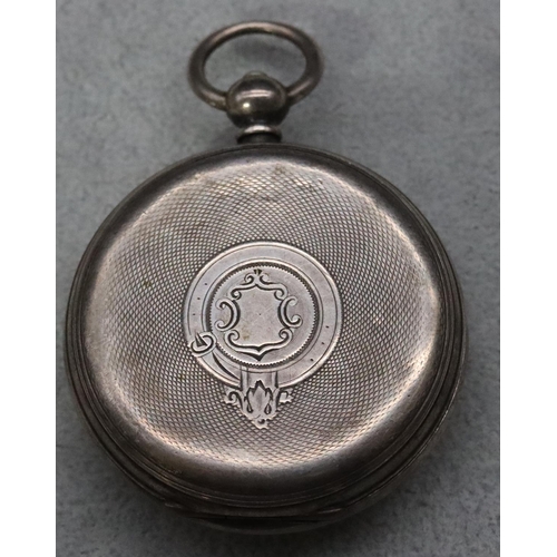 558 - John Myers & Co. 935 silver coloured metal open faced pocket watch with part engine turned decoratio... 