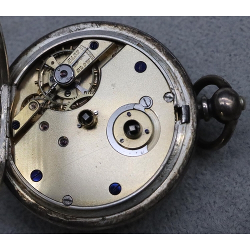 558 - John Myers & Co. 935 silver coloured metal open faced pocket watch with part engine turned decoratio... 