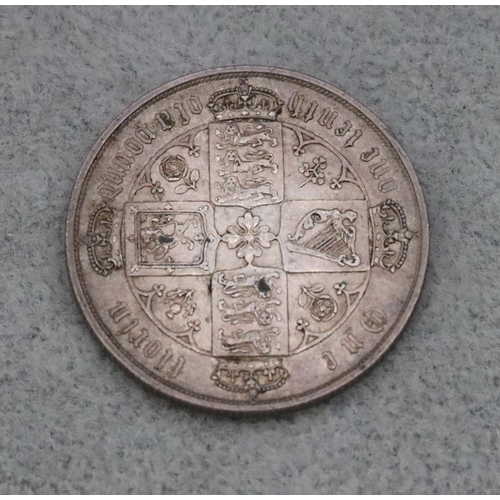 565 - A Victorian Gothic silver 1 Florin, 11.2 grams