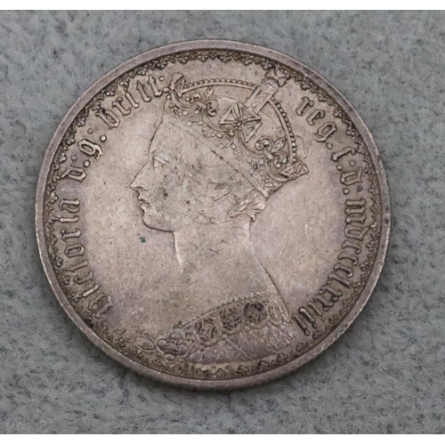 565 - A Victorian Gothic silver 1 Florin, 11.2 grams