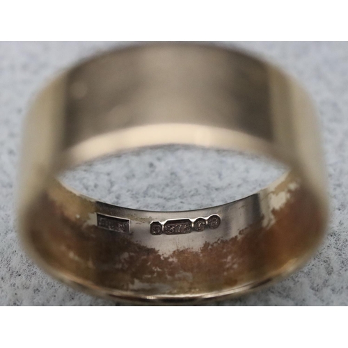 602 - A 14ct gold wedding ring (cut), 2.6 grams, a 9ct gold wedding ring, Size R, 5.4 grams and another 2-... 