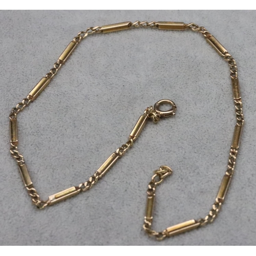 605 - A gold link and bar watch chain, 43cm long, 20.5 grams