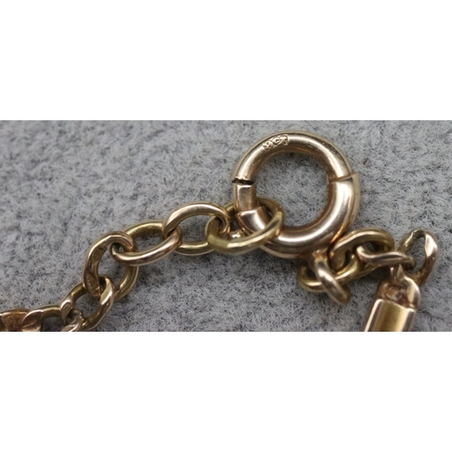 605 - A gold link and bar watch chain, 43cm long, 20.5 grams